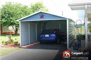 12X21 Single Car Carport Boxed Eave Roof Image Sample in 12X21 Metal Carport