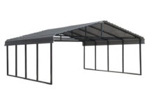 Arrow 20 Ft W X 20 Ft D Charcoal Galvanized Steel Carport Car Canopy And  Shelter Facade Example of Car Canopy Metal Carport