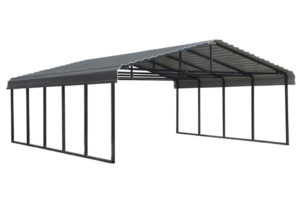 Arrow 20 Ft W X 24 Ft D X 7 Ft H Charcoal Galvanized Steel Carport Car  Canopy And Shelter Facade Example in Metal Carport Snow Load