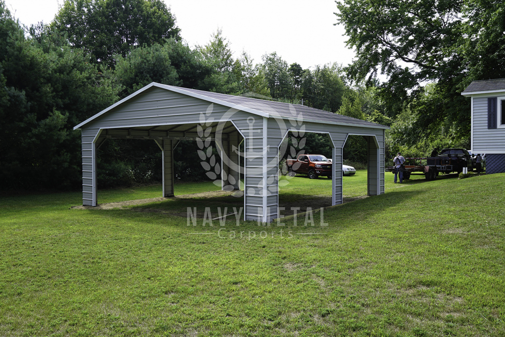 Metal Carport Supports : Offset Awning Supports Mobile Home Support ... - C10 18x25x8 SiDe Drive Carport Image Example Of Metal Carport Maine