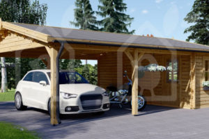 Carport Double 6X75 44Mm Wood Free Delivery Facade Example of Wood Carport With Shed