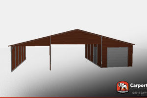 Durable Steel Barn 44' X 21' X 12' Partially Enclosed Photo Sample of Partially Enclosed Carport