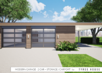 Modern Garage Plan  2 Car Plus Storage And Carport Facade Example of Modern Carport Plans